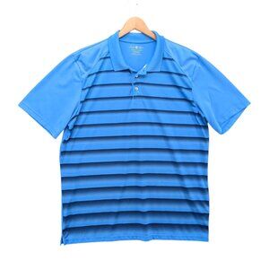 David Taylor Pro Golf Polo Shirt Mens Blue Striped Short Sleeve Size XLT